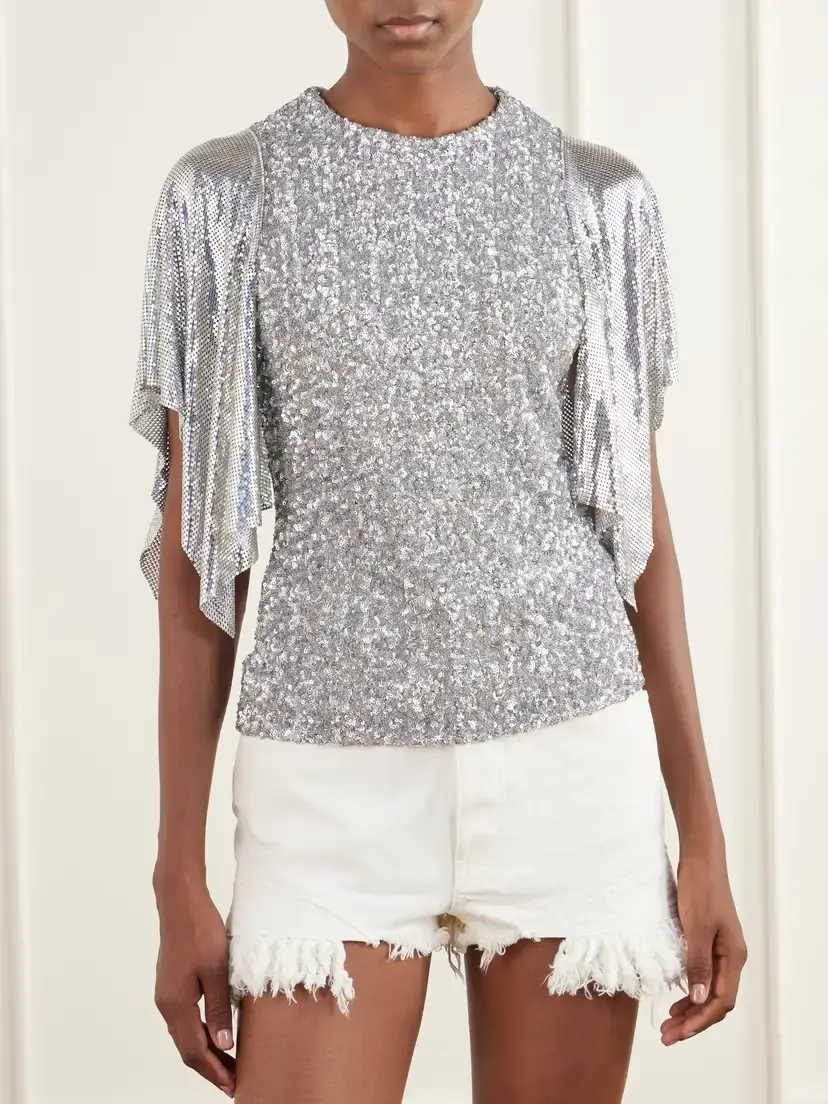 Rabanne Chainmail-trimmed Sequined Mesh Blouse | Thumbnail 3 Rabanne Chainmail-trimmed Sequined Mesh Blouse | Thumbnail 3