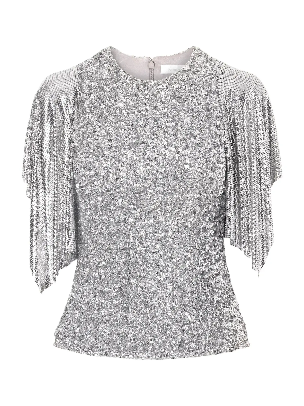 Chainmail-trimmed Sequined Mesh Blouse Chainmail-trimmed Sequined Mesh Blouse