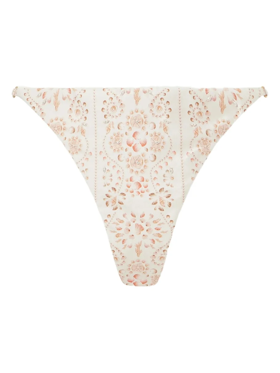Agua by Agua Bendita Palmira Playa Bead-embellished Printed Recycled-blend Bikini Briefs