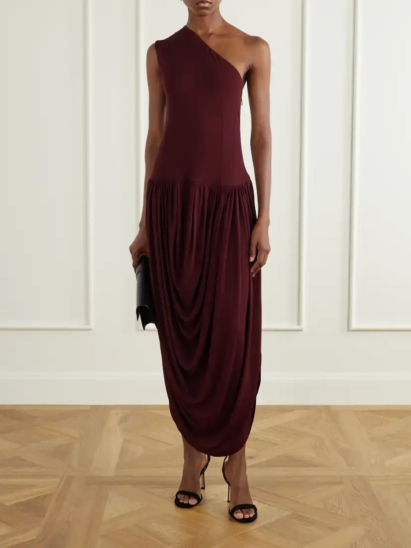 Brandon Maxwell The Mila One-shoulder Draped Jersey Maxi Dress | Thumbnail 2 Brandon Maxwell The Mila One-shoulder Draped Jersey Maxi Dress | Thumbnail 2