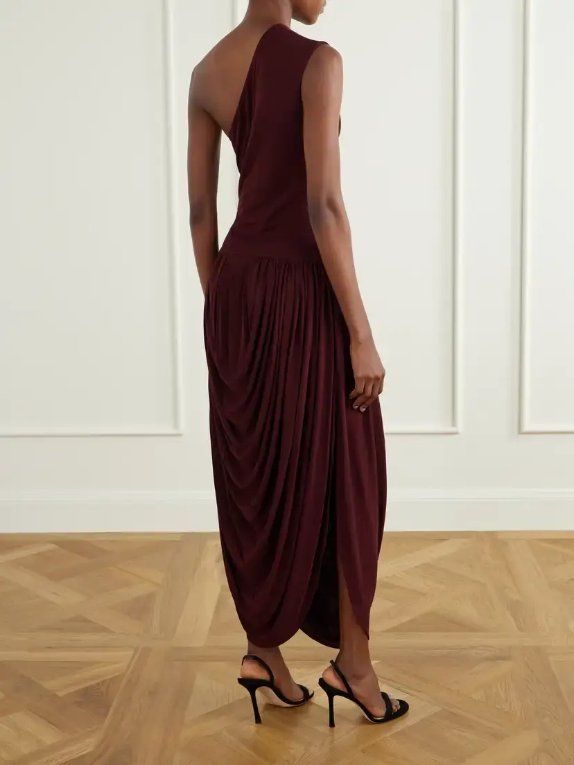 Brandon Maxwell The Mila One-shoulder Draped Jersey Maxi Dress | Thumbnail 3 Brandon Maxwell The Mila One-shoulder Draped Jersey Maxi Dress | Thumbnail 3