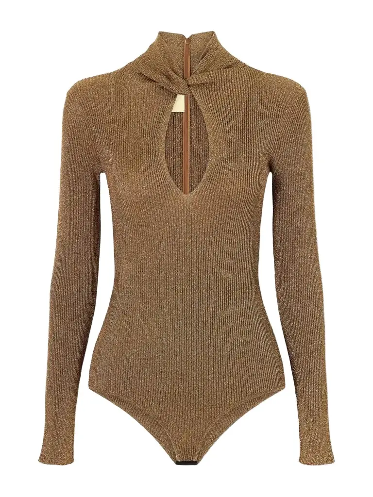 Valentino Garavani Knotted Lurex Bodysuit | Image 1 Valentino Garavani Knotted Lurex Bodysuit | Image 1