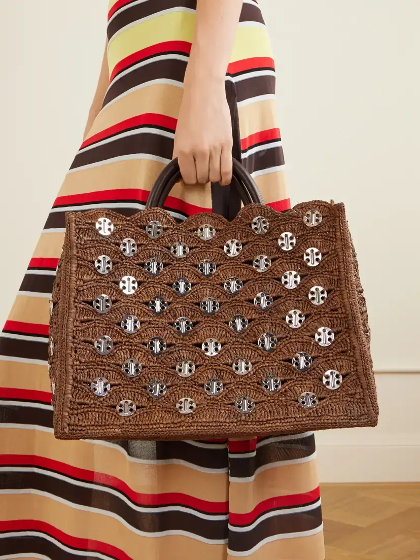 Rabanne Embellished Raffia Tote | Thumbnail 2 Rabanne Embellished Raffia Tote | Thumbnail 2