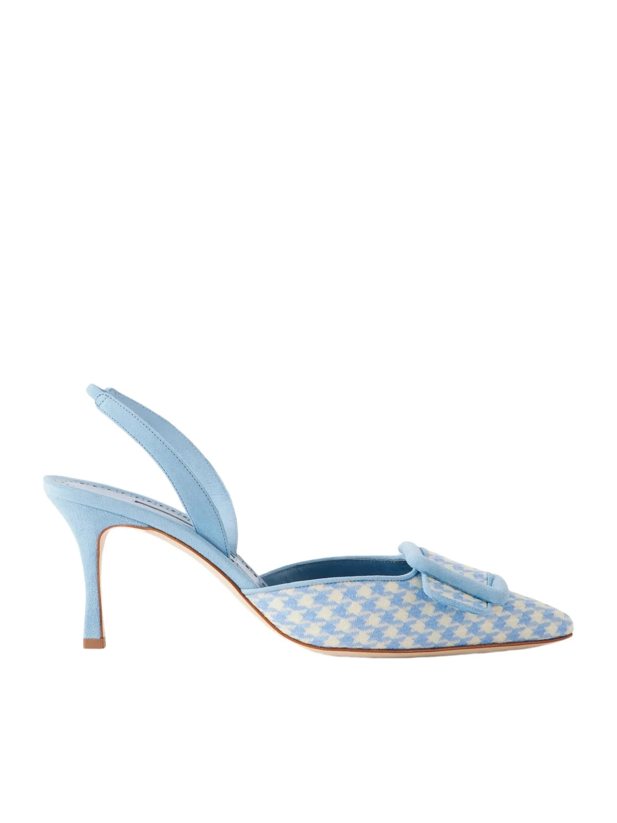 Manolo Blahnik Mayslibi 70 Suede-trimmed Houndstooth Slingback Pumps
