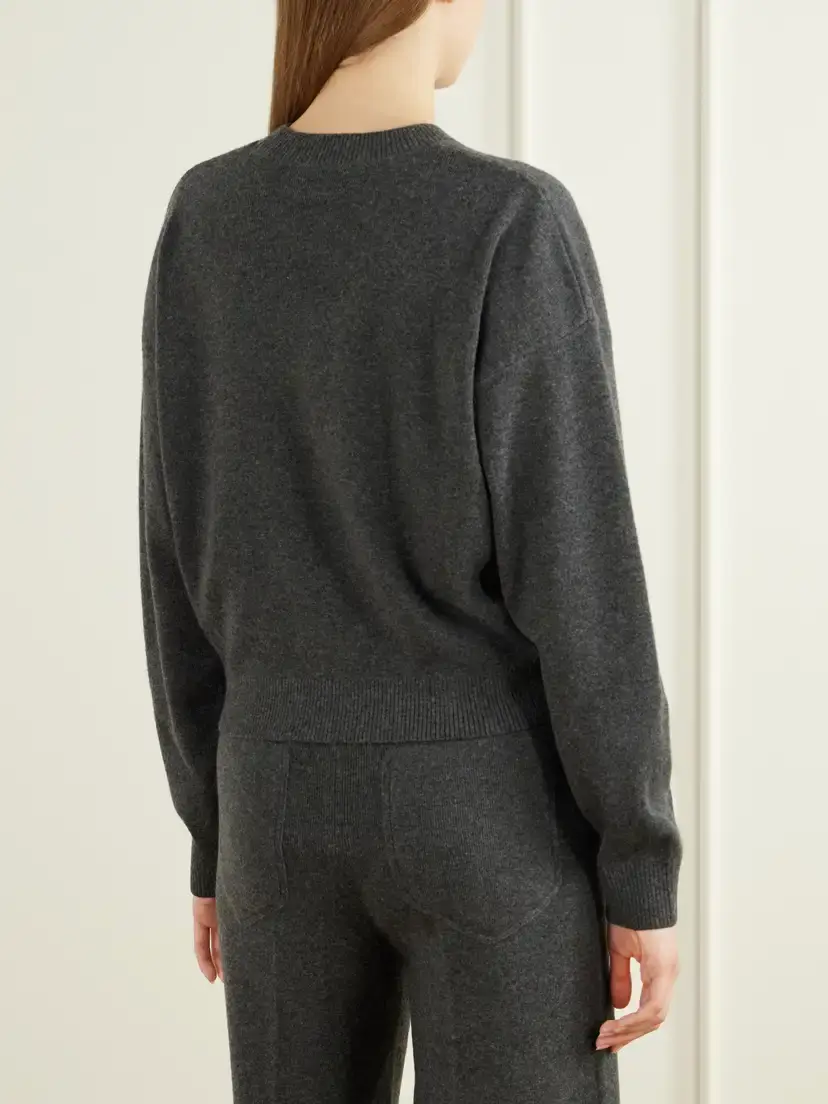 Victoria Beckham Lana Ribbed Wool And Cashmere-blend Sweater - Gray | Thumbnail 4