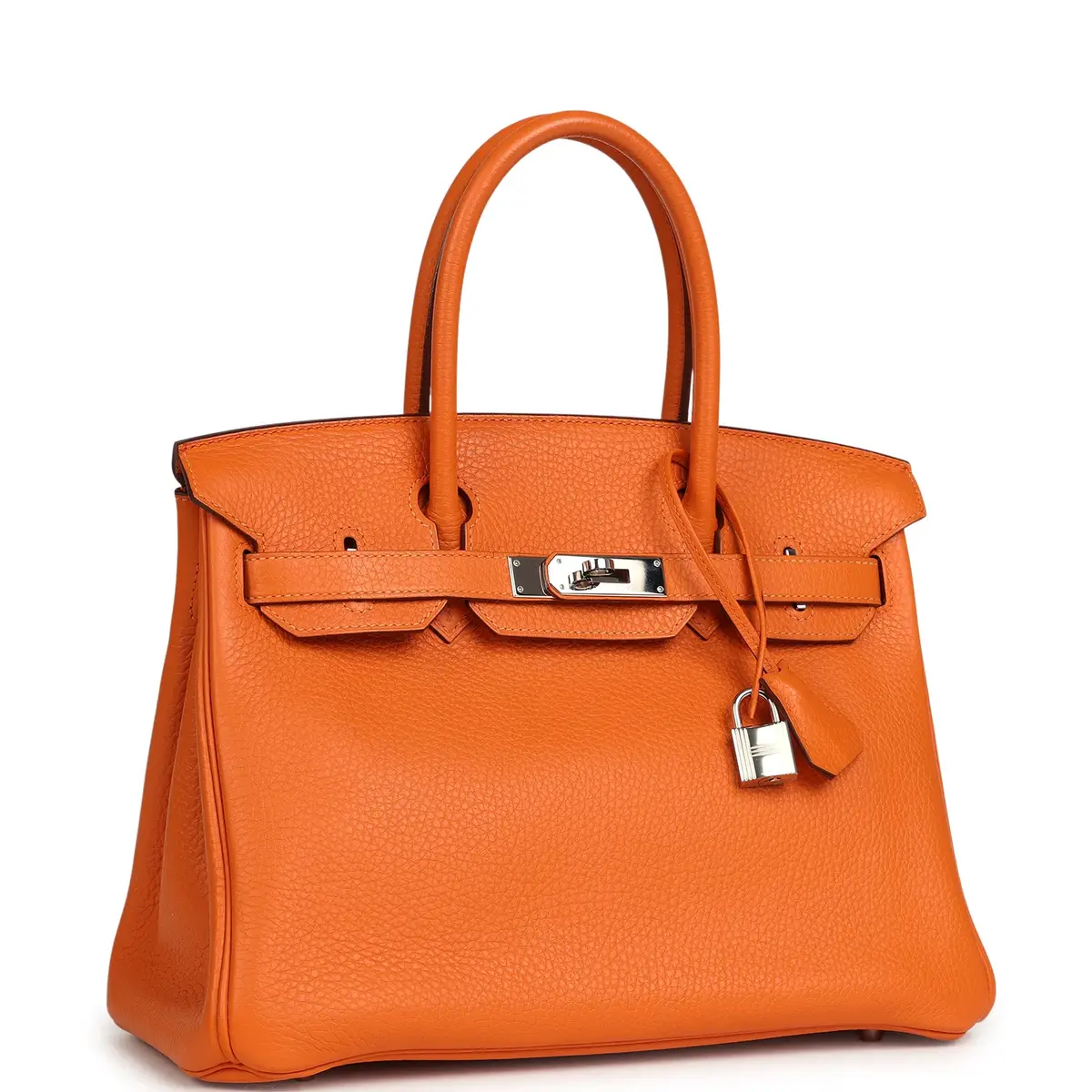 HERMÈS Pre-owned Hermes Birkin 30 Orange Clemence Palladium Hardware | Thumbnail 2
