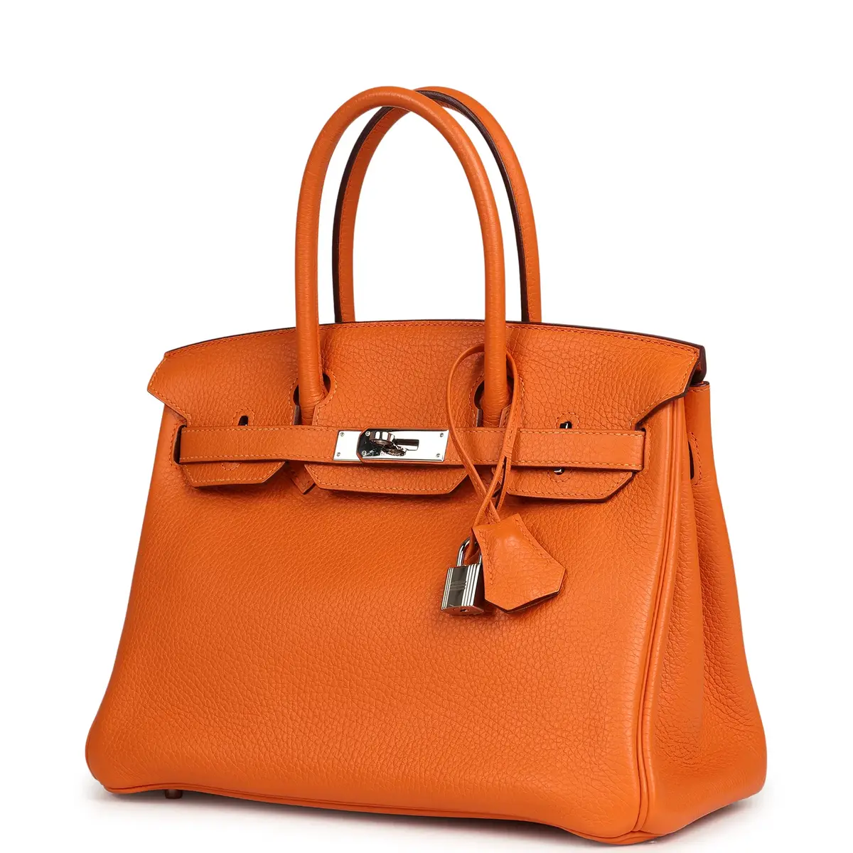 HERMÈS Pre-owned Hermes Birkin 30 Orange Clemence Palladium Hardware | Thumbnail 5