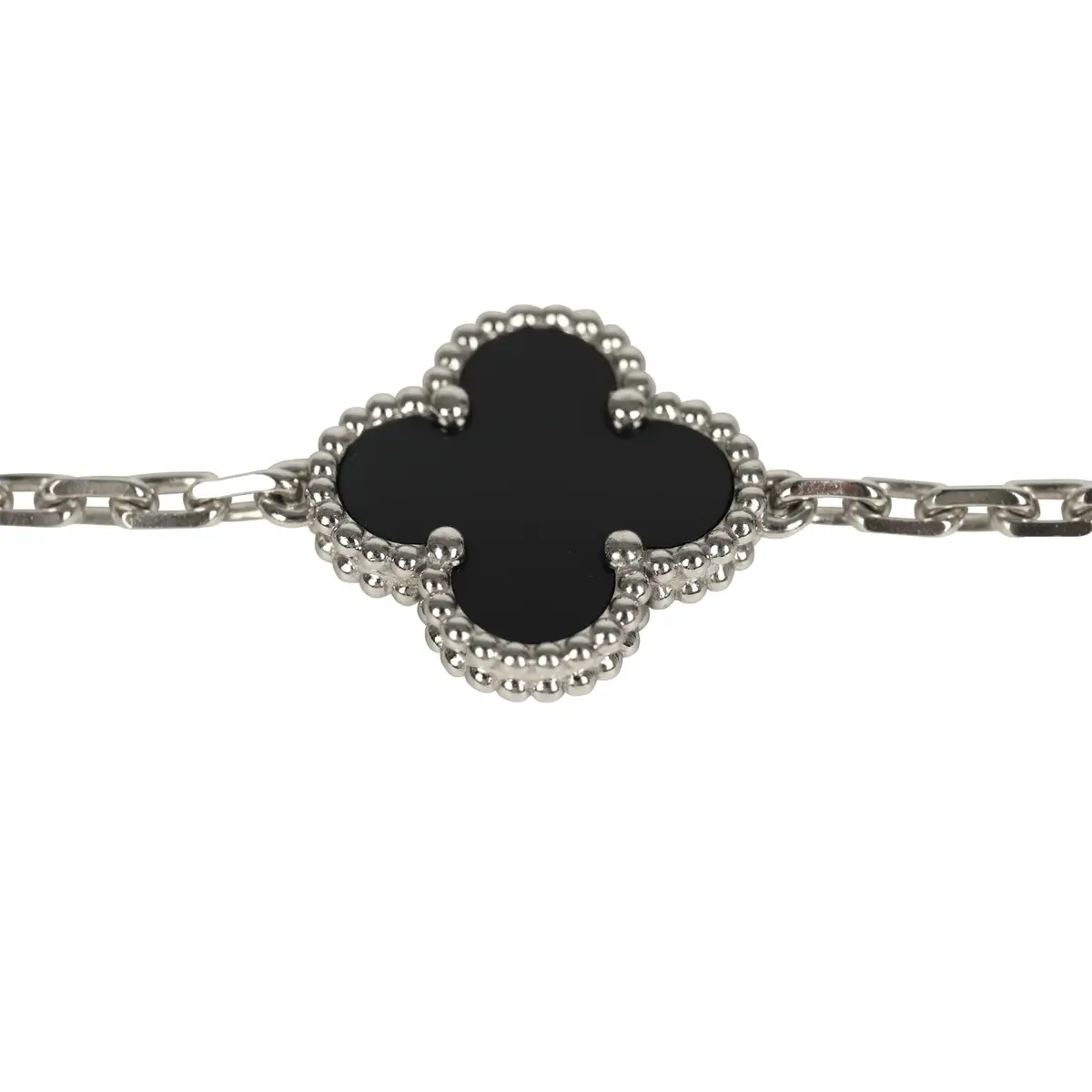 Van Cleef & Arpels Pre-owned Van Cleef & Arpels Vintage Alhambra 5 Motif Bracelet Onyx 18K White Gold | Thumbnail 3