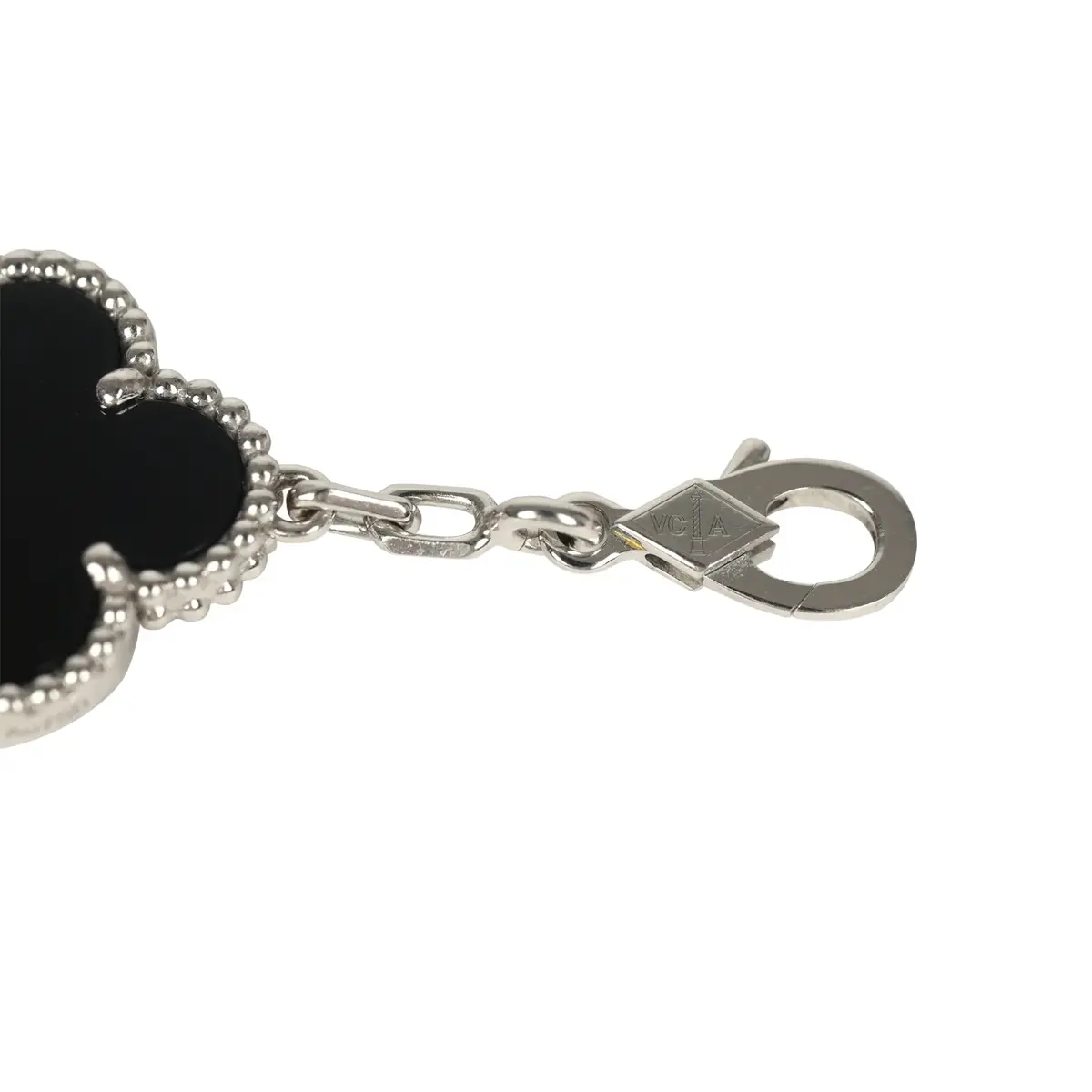 Van Cleef & Arpels Pre-owned Van Cleef & Arpels Vintage Alhambra 5 Motif Bracelet Onyx 18K White Gold | Thumbnail 4
