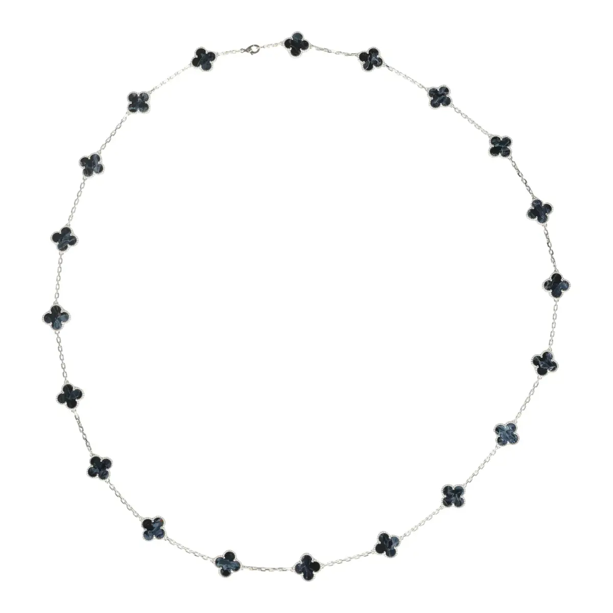 Van Cleef & Arpels Van Cleef & Arpels Vintage Alhambra 20 Motif Long Necklace Pietersite 18K White Gold | Thumbnail 2 Van Cleef & Arpels Van Cleef & Arpels Vintage Alhambra 20 Motif Long Necklace Pietersite 18K White Gold | Thumbnail 2