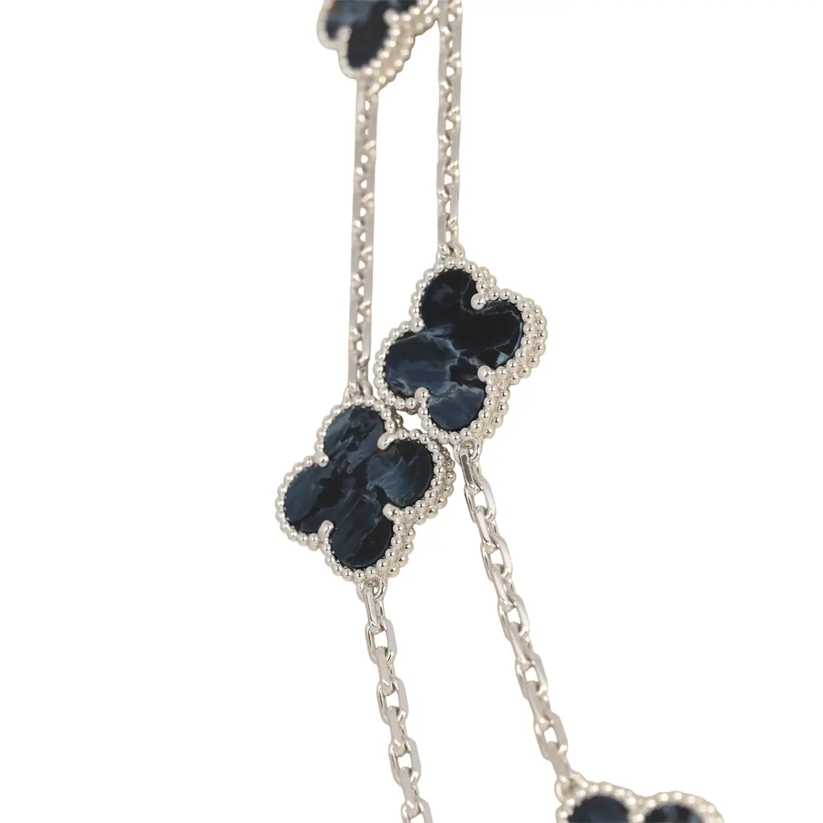 Van Cleef & Arpels Van Cleef & Arpels Vintage Alhambra 20 Motif Long Necklace Pietersite 18K White Gold | Thumbnail 3 Van Cleef & Arpels Van Cleef & Arpels Vintage Alhambra 20 Motif Long Necklace Pietersite 18K White Gold | Thumbnail 3
