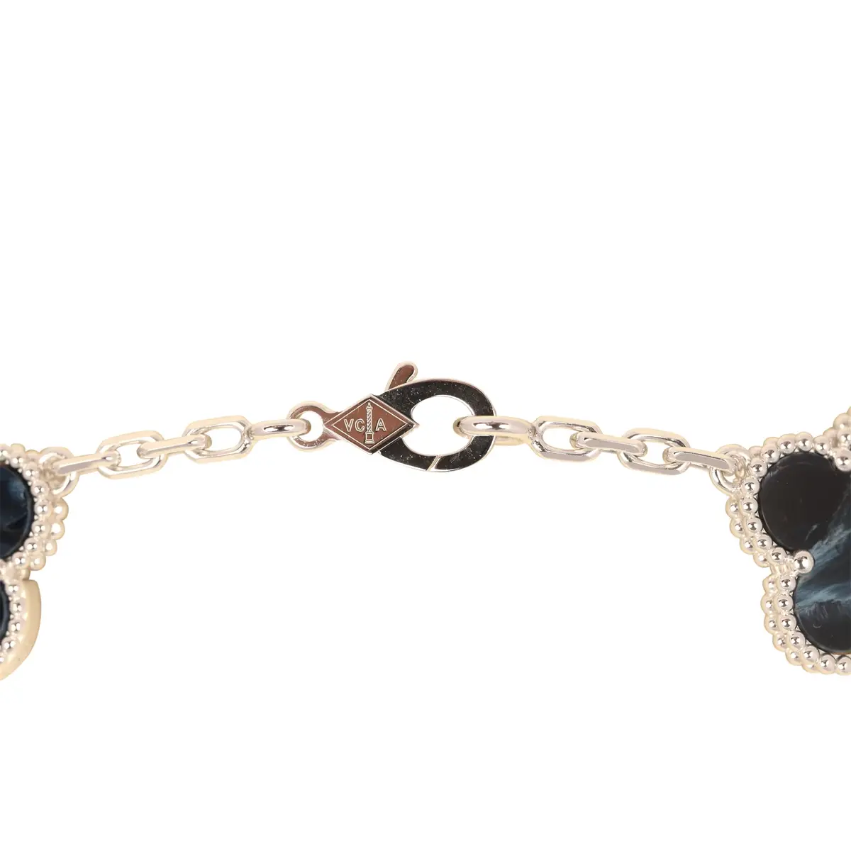 Van Cleef & Arpels Van Cleef & Arpels Vintage Alhambra 20 Motif Long Necklace Pietersite 18K White Gold | Thumbnail 5 Van Cleef & Arpels Van Cleef & Arpels Vintage Alhambra 20 Motif Long Necklace Pietersite 18K White Gold | Thumbnail 5