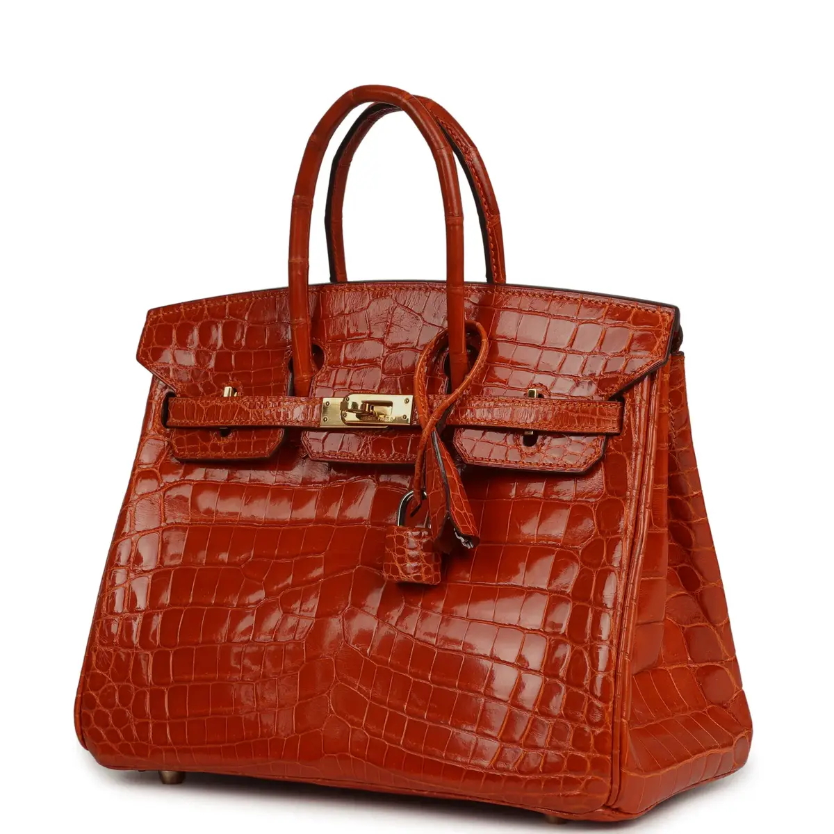HERMÈS Vintage Hermes Birkin 25 Pain D'Epice Shiny Niloticus Crocodile Gold Hardware | Thumbnail 5 HERMÈS Vintage Hermes Birkin 25 Pain D'Epice Shiny Niloticus Crocodile Gold Hardware | Thumbnail 5