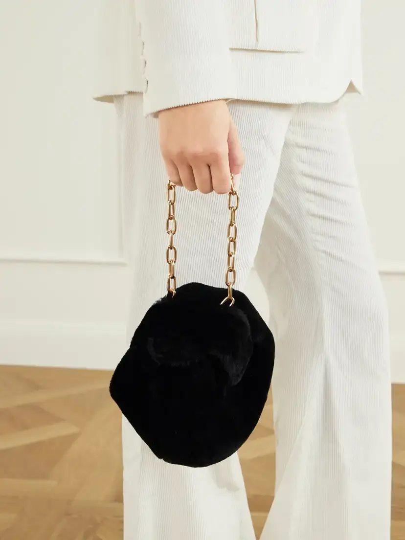 Gabriela Hearst Soft Demi Clutch In Black Shearling | Thumbnail 2