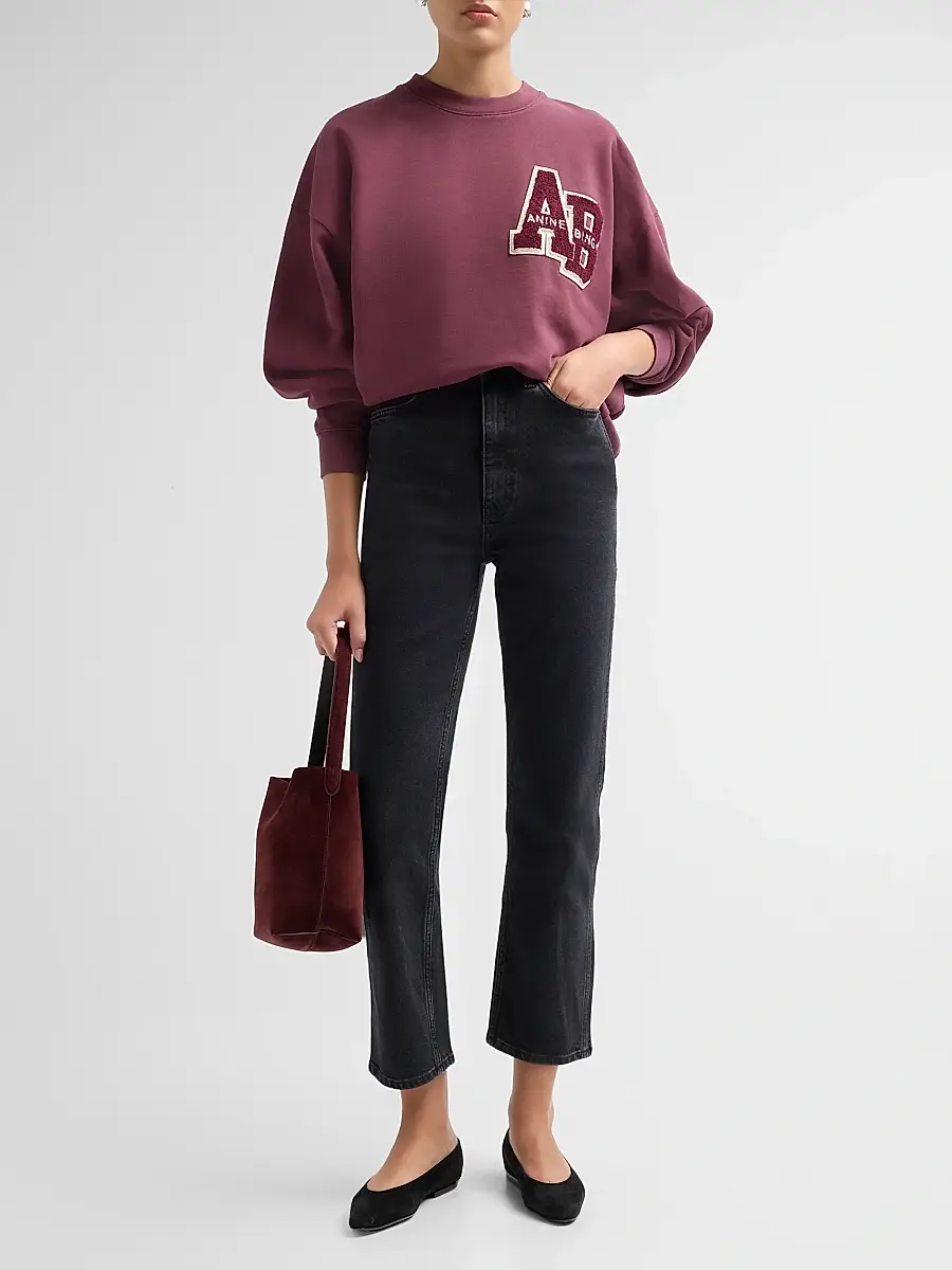 Anine Bing Women's Miles Letterman Logo Sweatshirt | Thumbnail 2 Anine Bing Women's Miles Letterman Logo Sweatshirt | Thumbnail 2