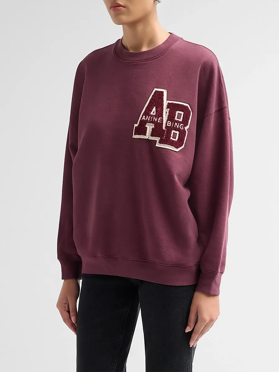 Anine Bing Women's Miles Letterman Logo Sweatshirt | Thumbnail 4 Anine Bing Women's Miles Letterman Logo Sweatshirt | Thumbnail 4