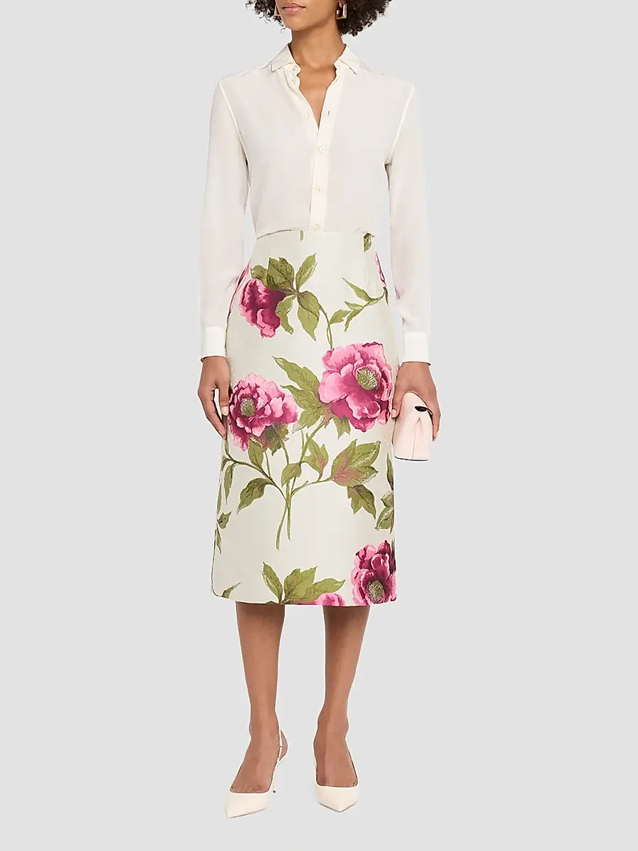 Carolina Herrera Women's Floral Pencil Midi Skirt | Thumbnail 2 Carolina Herrera Women's Floral Pencil Midi Skirt | Thumbnail 2