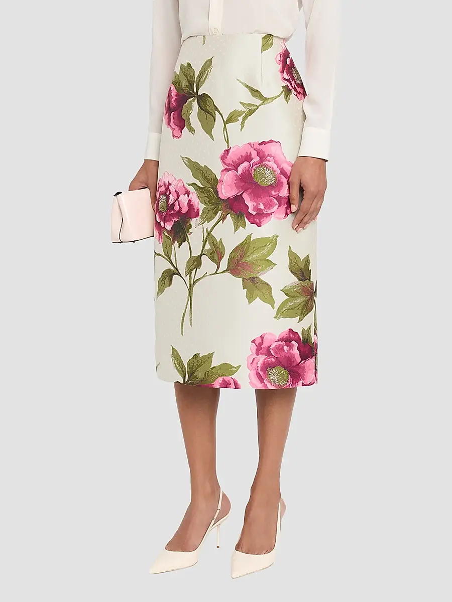 Carolina Herrera Women's Floral Pencil Midi Skirt | Thumbnail 4 Carolina Herrera Women's Floral Pencil Midi Skirt | Thumbnail 4