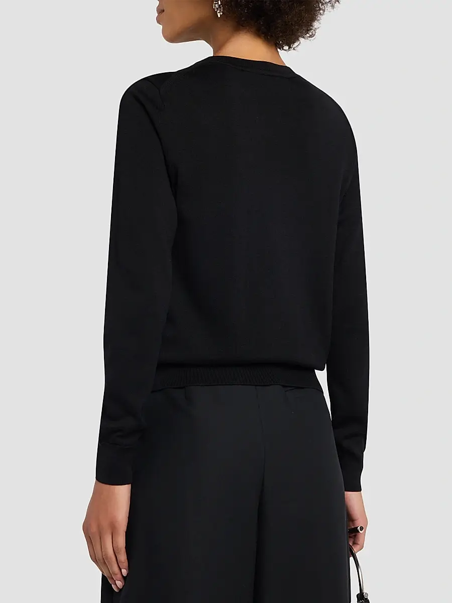 Carolina Herrera Women's Embellished Silk-Cotton Crewneck Sweater | Thumbnail 3