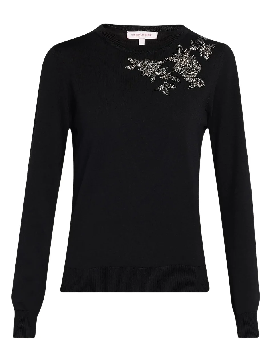 Women's Embellished Silk-Cotton Crewneck Sweater