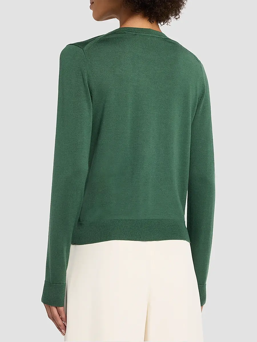 Carolina Herrera Women's Floral-Embroidered Silk-Cotton Crewneck Sweater | Thumbnail 3 Carolina Herrera Women's Floral-Embroidered Silk-Cotton Crewneck Sweater | Thumbnail 3