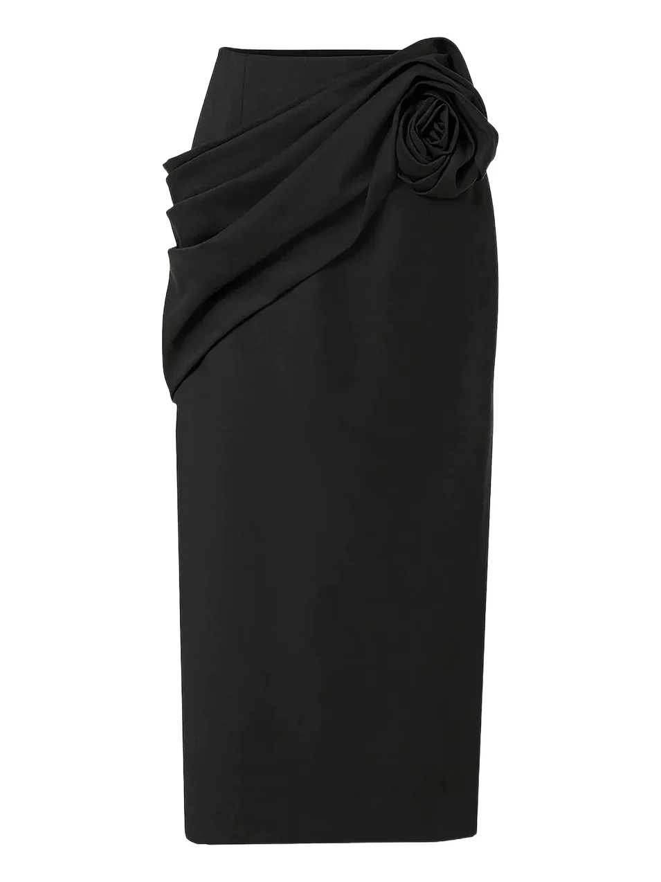 Carolina Herrera Women's Draped 3D-Rose Virgin Wool-Blend Midi Skirt