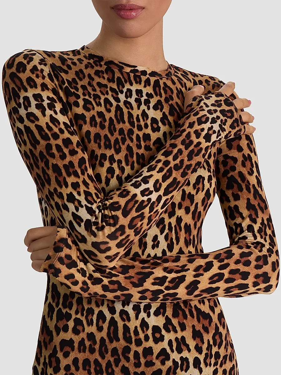Alice + Olivia Women's Wendy Leopard Godet Mini Dress | Thumbnail 5 Alice + Olivia Women's Wendy Leopard Godet Mini Dress | Thumbnail 5