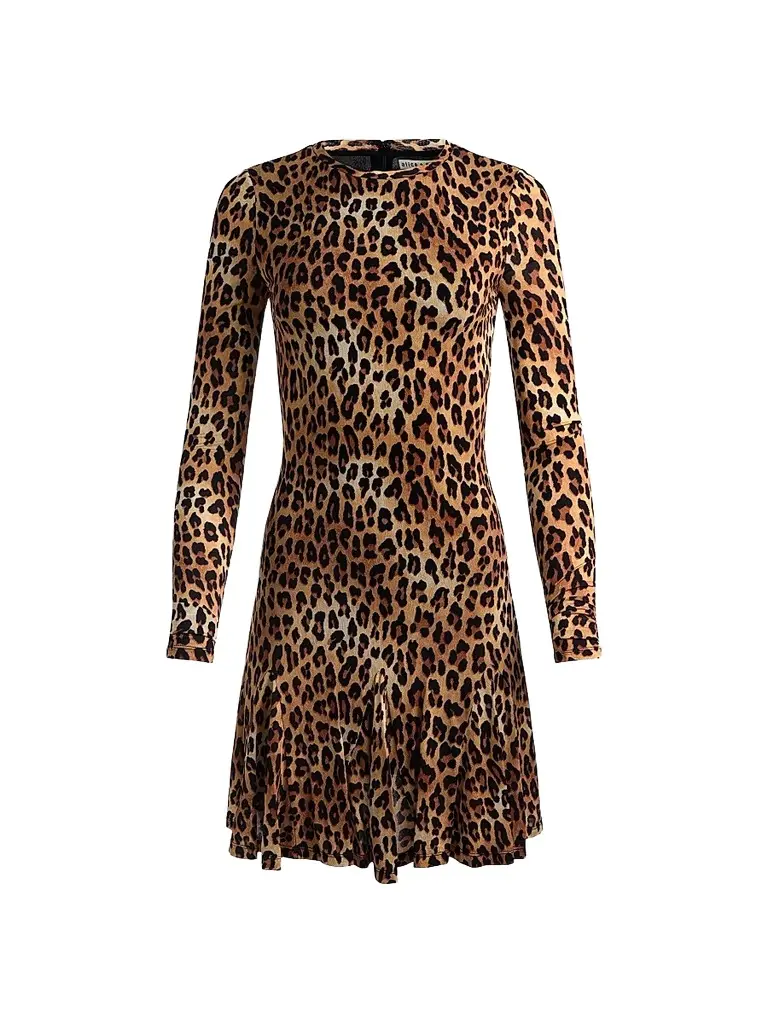 Alice + Olivia Women's Wendy Leopard Godet Mini Dress - Spotted Leopard | Image 1 Alice + Olivia Women's Wendy Leopard Godet Mini Dress - Spotted Leopard | Image 1