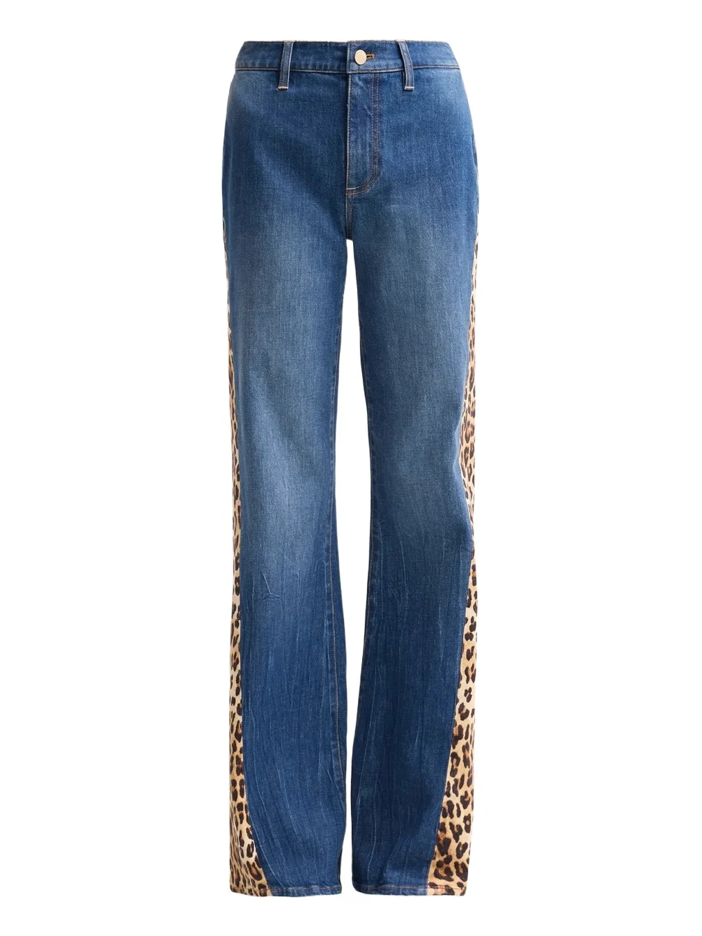 Women's Leopard Godet Wide-Leg Flare Jeans Women's Leopard Godet Wide-Leg Flare Jeans