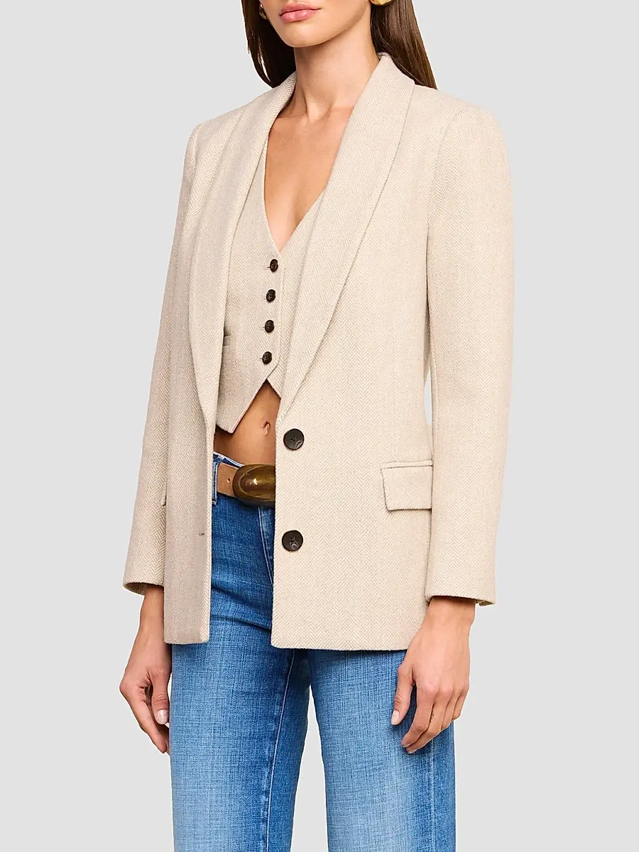 L'Agence Women's Amélie Herringbone Wool-Blend Blazer | Thumbnail 7 L'Agence Women's Amélie Herringbone Wool-Blend Blazer | Thumbnail 7