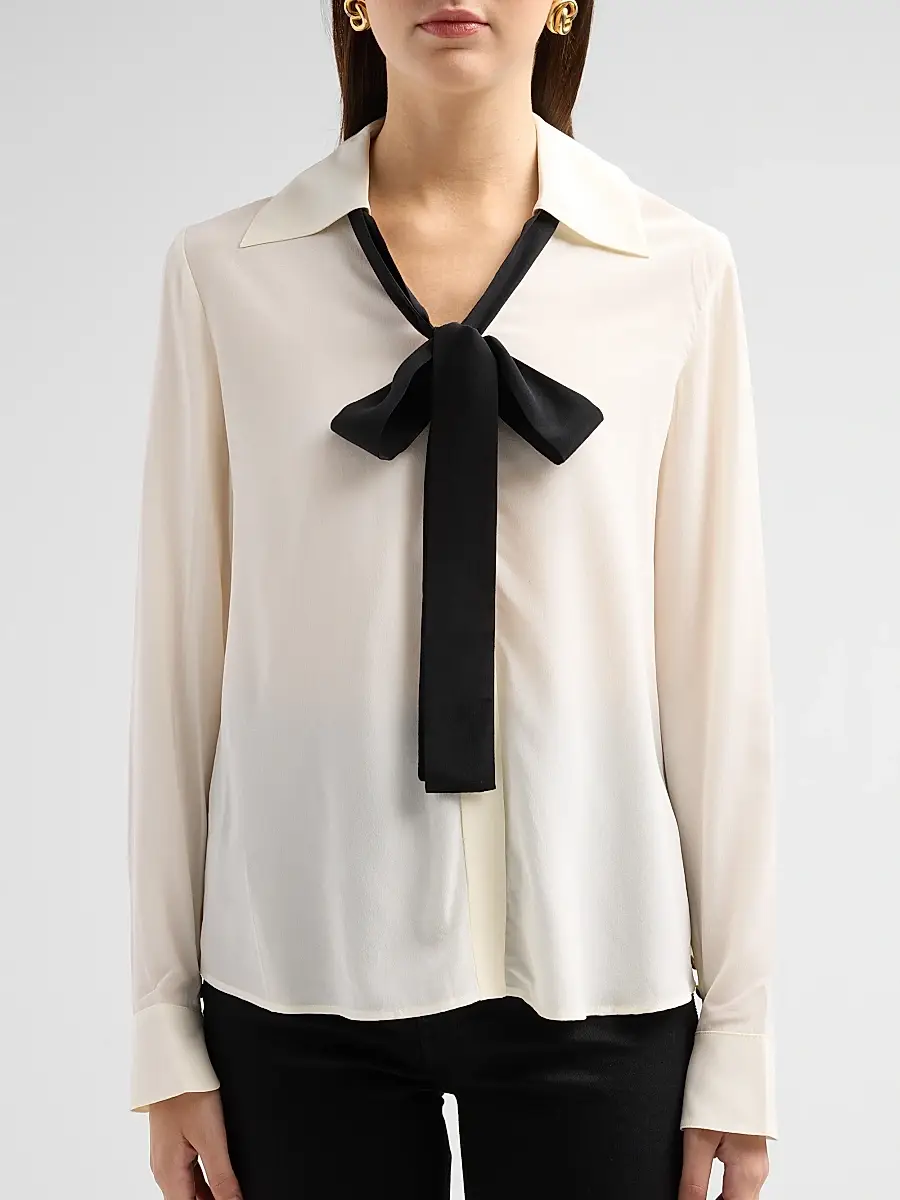 Frame Women's Contrast Tie Silk Shirt | Thumbnail 5 Frame Women's Contrast Tie Silk Shirt | Thumbnail 5
