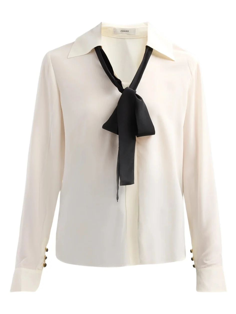 Frame Women's Contrast Tie Silk Shirt