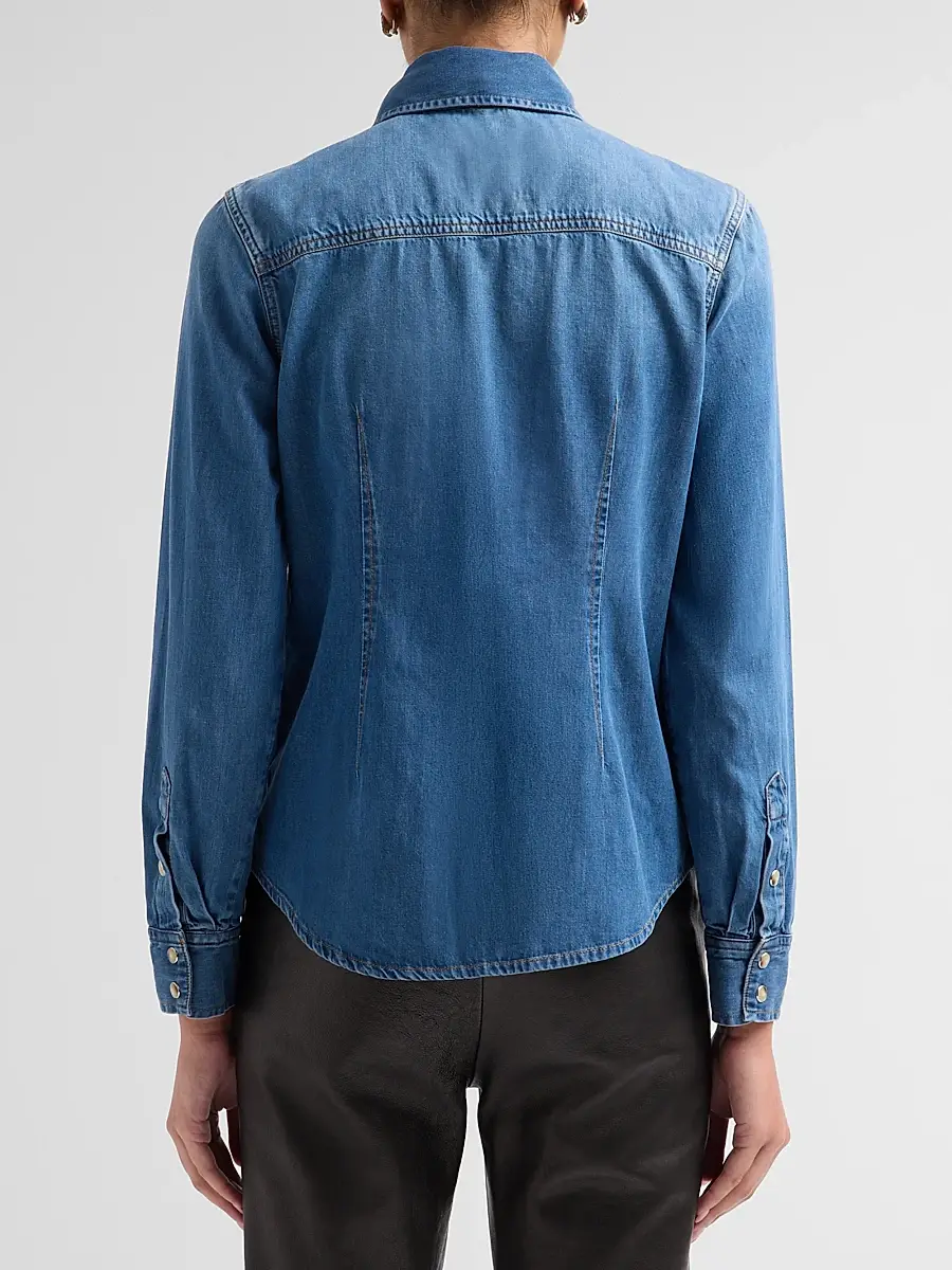 Frame Women's The Clementine Cotton-Blend Denim Tieneck Shirt | Thumbnail 3 Frame Women's The Clementine Cotton-Blend Denim Tieneck Shirt | Thumbnail 3