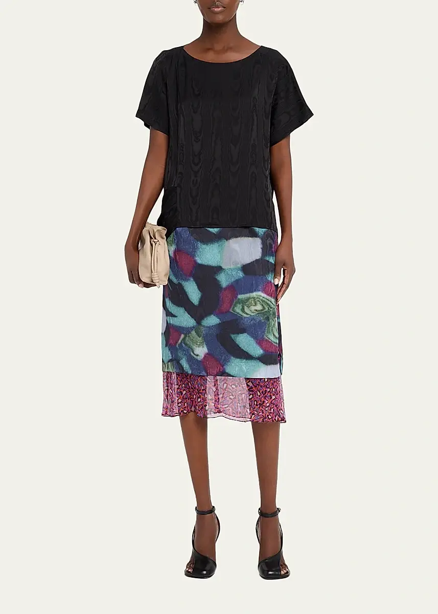 Dries Van Noten Women's Sorai Silk-Blend Midi Skirt | Thumbnail 2