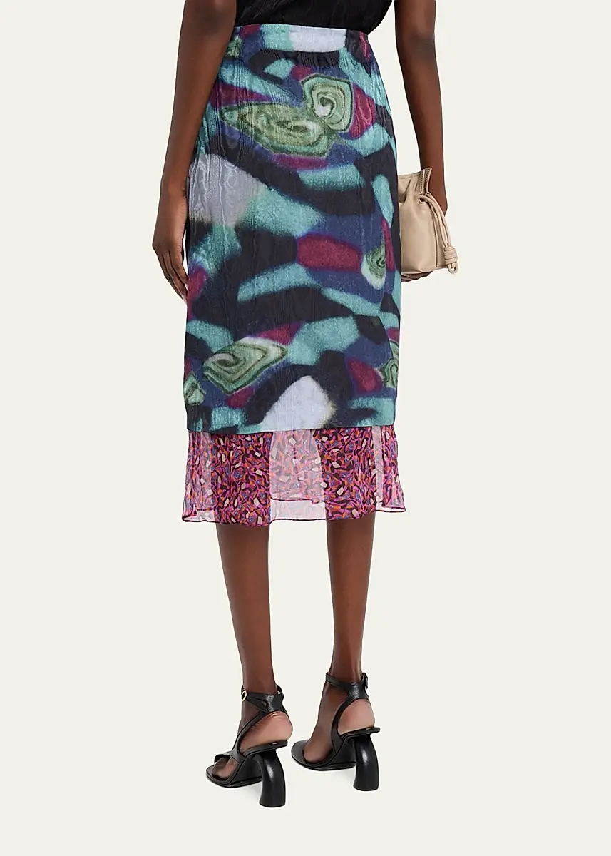 Dries Van Noten Women's Sorai Silk-Blend Midi Skirt | Thumbnail 3