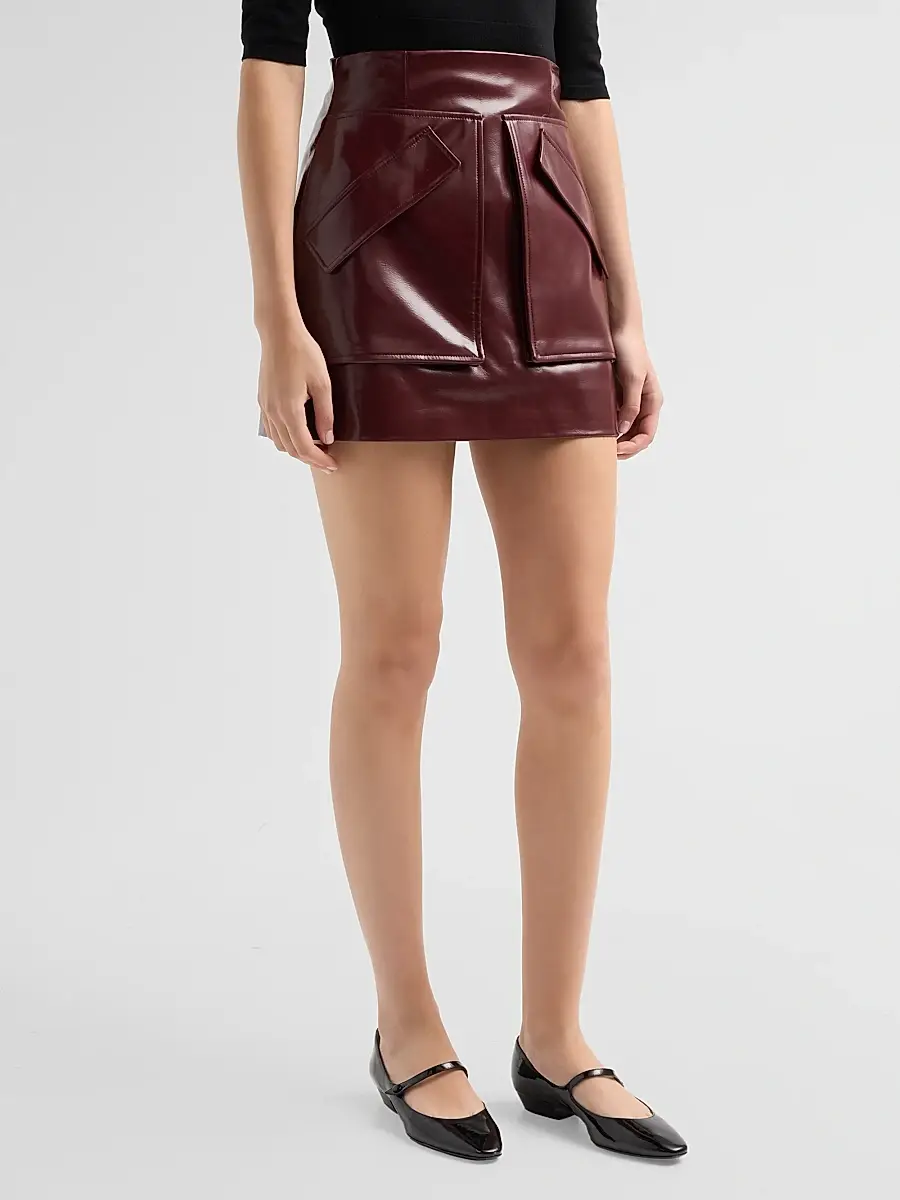 Aknvas Women's Cherry Faux Leather Mini Skirt | Thumbnail 4
