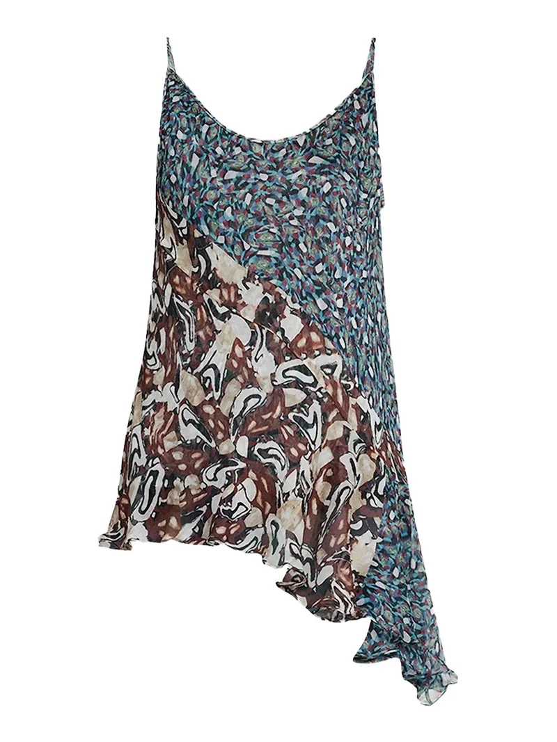 Dries Van Noten Women's Crisanna Printed Silk Asymmetric Top