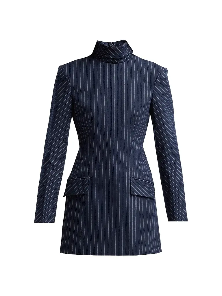 Aknvas Women's Toni Pinstripe Mini Dress - Navy White | Image 1 Aknvas Women's Toni Pinstripe Mini Dress - Navy White | Image 1