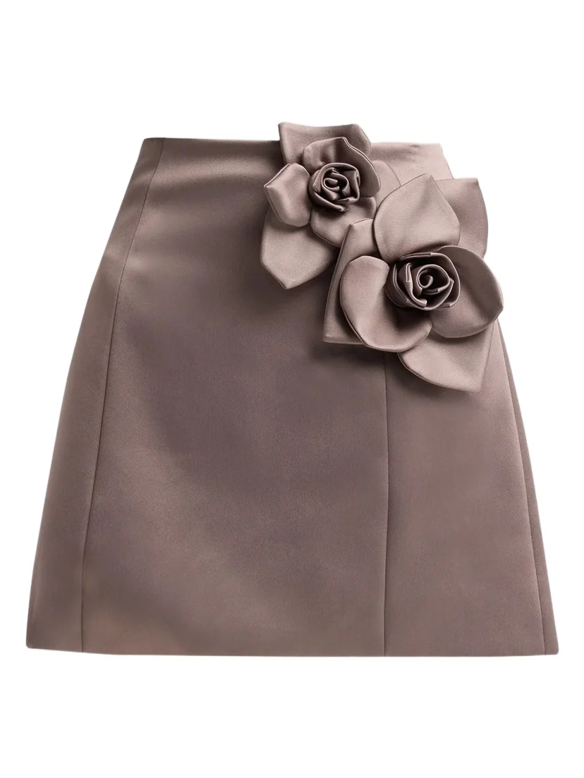 Women's Liva Satin Flower Mini Skirt