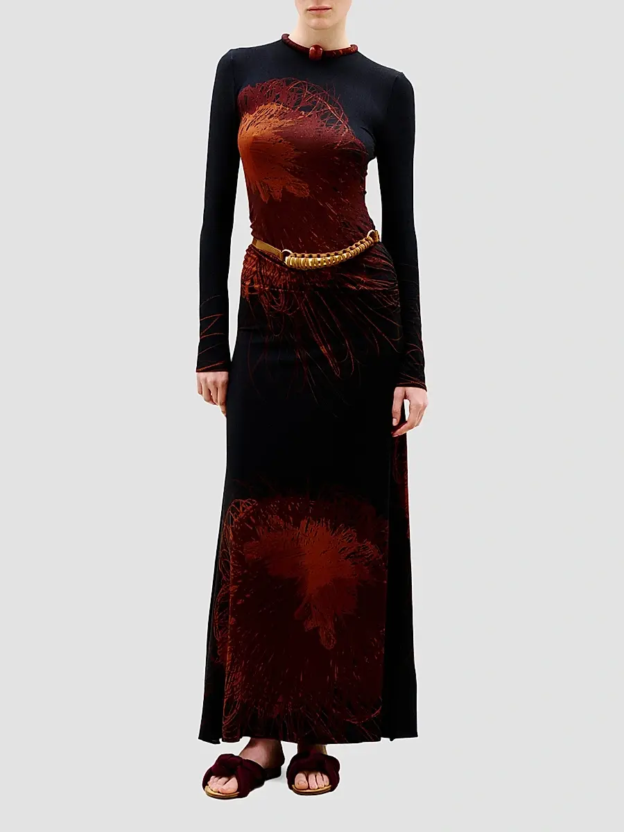 Silvia Tcherassi Women's Gabbice Chain-Detail Abstract-Print Maxi Dress | Thumbnail 2 Silvia Tcherassi Women's Gabbice Chain-Detail Abstract-Print Maxi Dress | Thumbnail 2