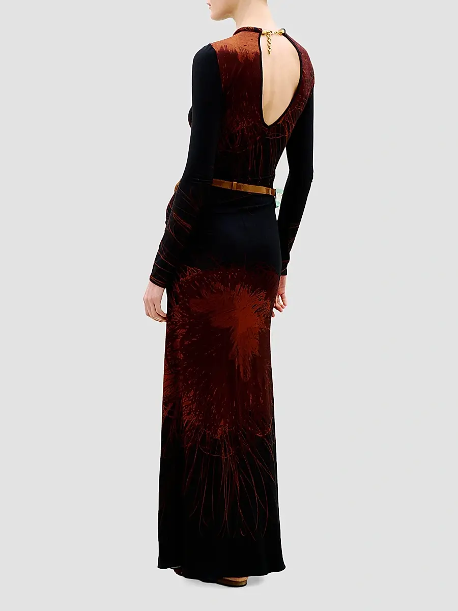 Silvia Tcherassi Women's Gabbice Chain-Detail Abstract-Print Maxi Dress | Thumbnail 3 Silvia Tcherassi Women's Gabbice Chain-Detail Abstract-Print Maxi Dress | Thumbnail 3