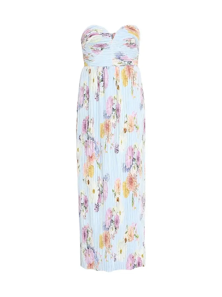 As It May Women's Calla Floral Pleated Strapless Gown