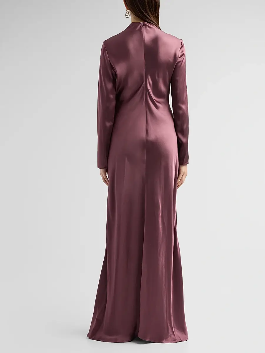 Lapointe Women's Satin Ruched A-Line Tab Gown | Thumbnail 3 Lapointe Women's Satin Ruched A-Line Tab Gown | Thumbnail 3