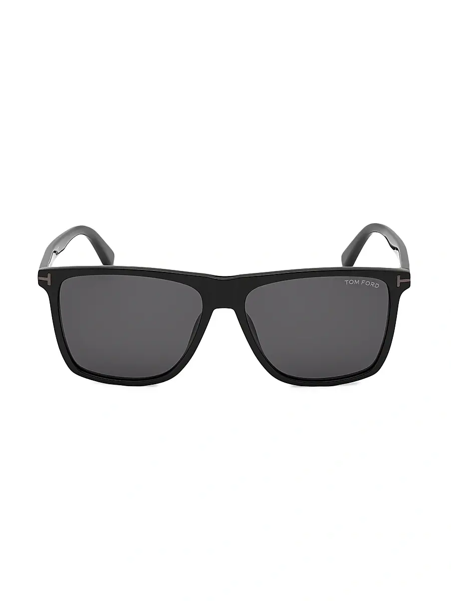 Tom Ford Men's Fletcher T Square Acetate 57MM Sunglasses - Black | Image 1 Tom Ford Men's Fletcher T Square Acetate 57MM Sunglasses - Black | Image 1