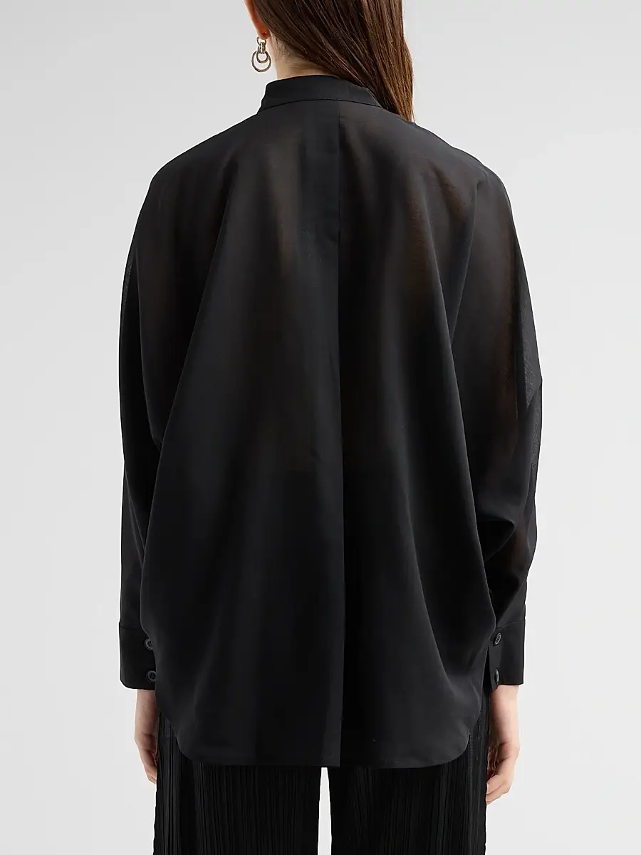 Issey Miyake Women's Band Collar Wool-Blend Shirt | Thumbnail 3