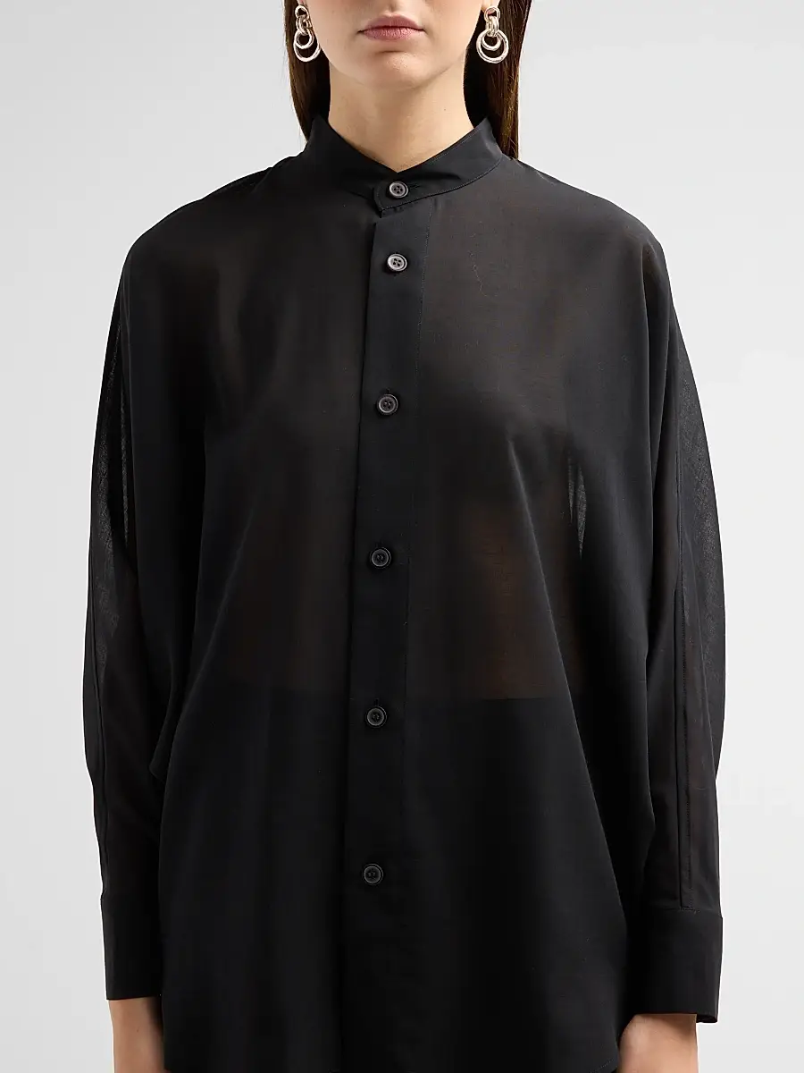 Issey Miyake Women's Band Collar Wool-Blend Shirt | Thumbnail 5