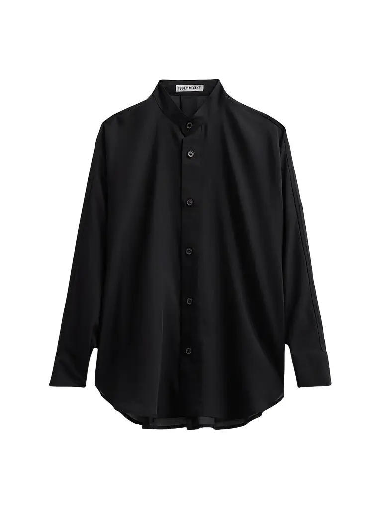 Issey Miyake Women's Band Collar Wool-Blend Shirt - Black - Size Small | Image 1 Issey Miyake Women's Band Collar Wool-Blend Shirt - Black - Size Small | Image 1