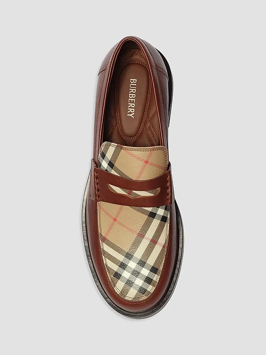 Burberry Men's Pembroke Checked Leather Loafers | Thumbnail 3 Burberry Men's Pembroke Checked Leather Loafers | Thumbnail 3