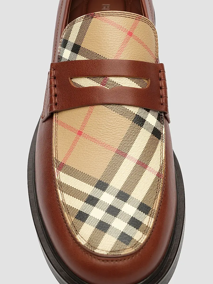Burberry Men's Pembroke Checked Leather Loafers | Thumbnail 4 Burberry Men's Pembroke Checked Leather Loafers | Thumbnail 4