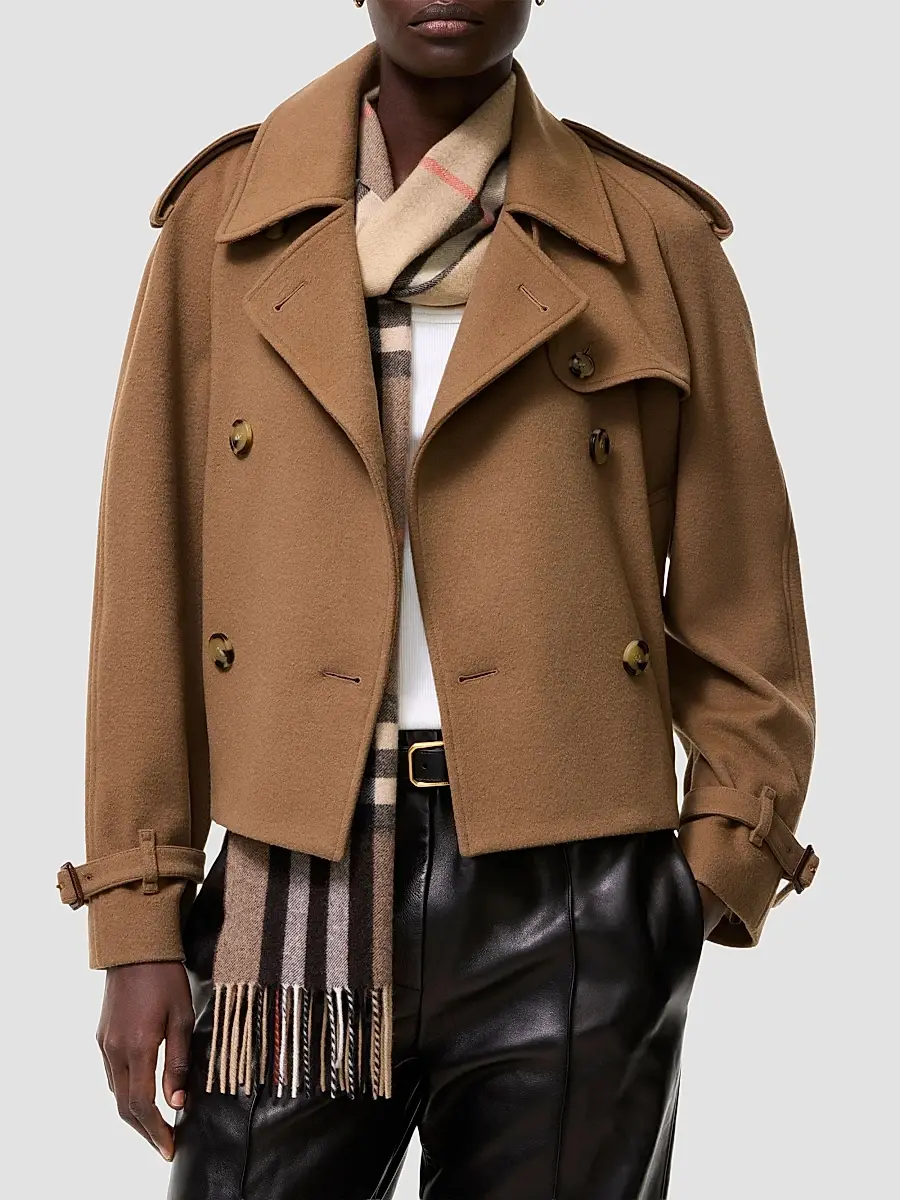 Burberry Women's Mayfair Cashmere Crop Trench Jacket | Thumbnail 2 Burberry Women's Mayfair Cashmere Crop Trench Jacket | Thumbnail 2